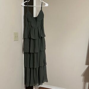 Green Birdie Grey Tiered Maxi Dress